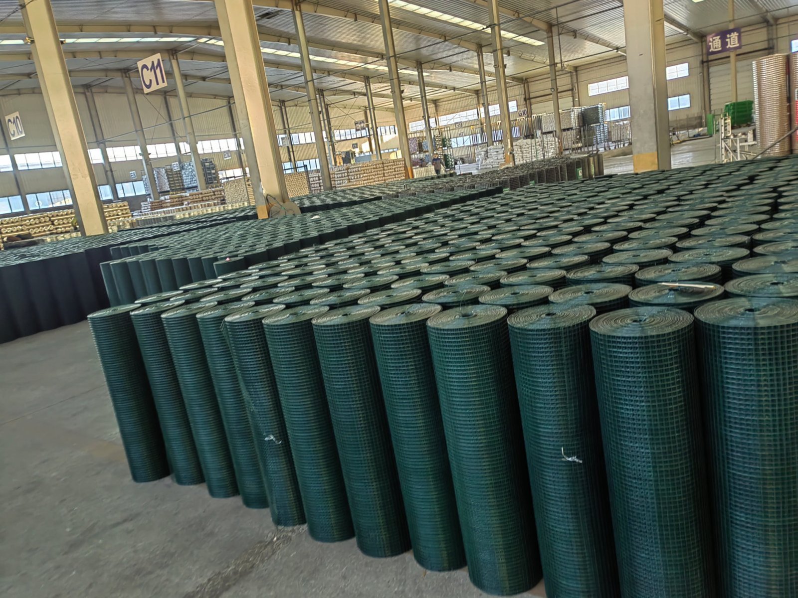 Inspection team checking wire mesh specifications
