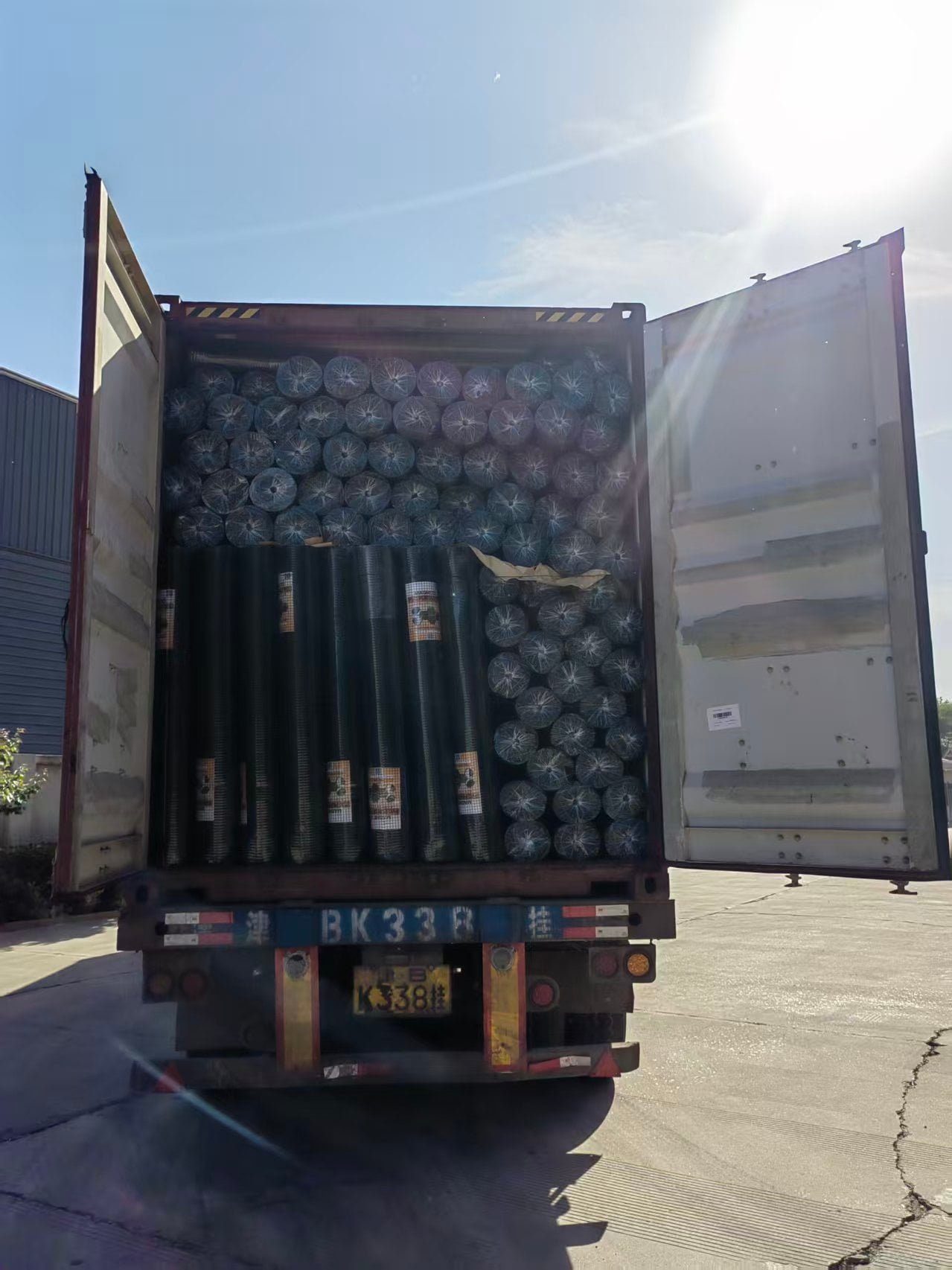 PVC-coated welded wire mesh rolls in production area